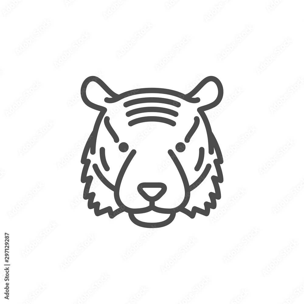 Poster tiger icon vector. linear style sign for mobile concept and web design. tiger head symbol illustrati