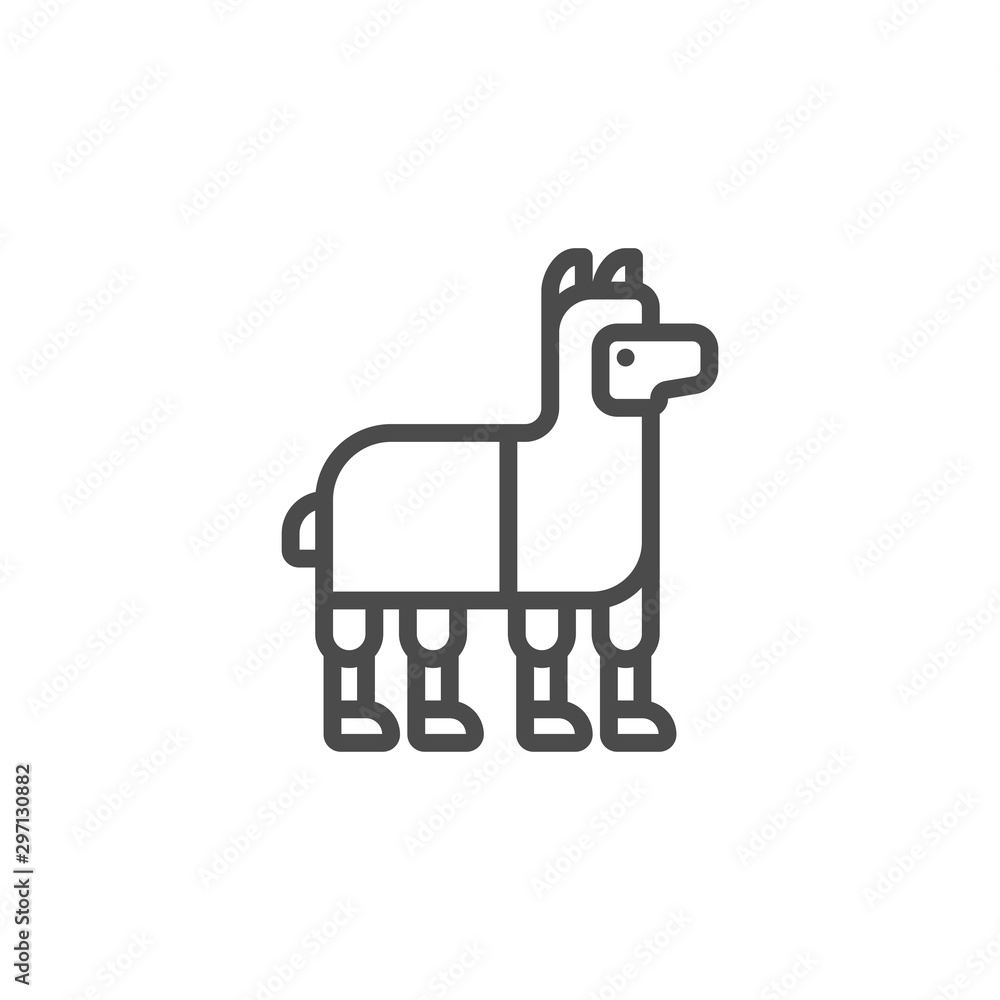 Poster llama icon vector. linear style sign for mobile concept and web design. llama symbol illustration. p