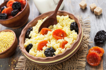 Millet porridge with dried fruits