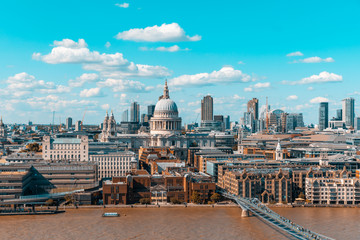 Fototapeta na wymiar London skyline and St Paul Cathedral aerial view