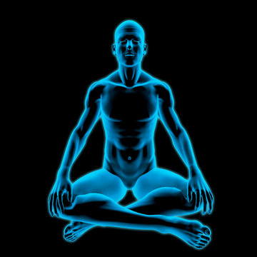 Man Sitting In Meditation, 3D Rendering