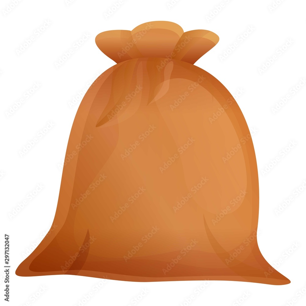 Poster textile material sack icon. cartoon of textile material sack vector icon for web design isolated on 