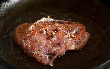 Beef steak, grilled meat with spices....