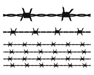 Seamless silhouette of barbed wire. Vector illustration pattern, texture. - obrazy, fototapety, plakaty