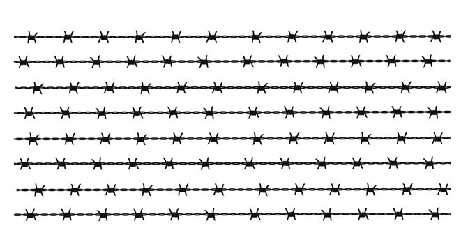 Seamless silhouette of barbed wire. Vector illustration pattern, texture.