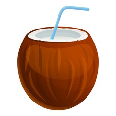 Coconut cocktail icon. Cartoon of coconut cocktail vector icon for web design isolated on white background