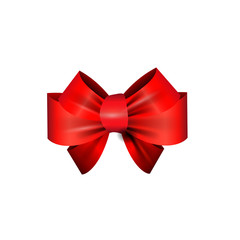 elegant red ribbon and bow isolated on white