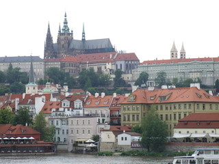 Naklejka na ściany i meble panorama of Prague in summer from afar