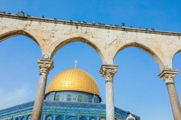 View to the Dome of the Rock islamic from Islamic Part, Jerusalem, Israel