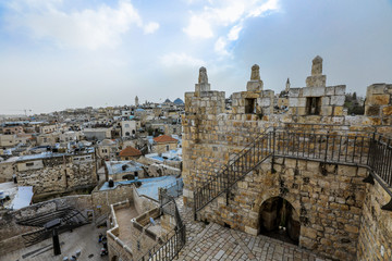 Fototapeta premium Panoramic View to the Jerusalem Roofs, Holy Land, Israel