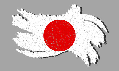 Grunge Japan flag, Japan flag with shadow on isolated background, vector illustration