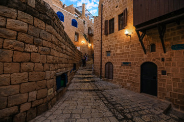 Naklejka premium Evening Streets of the Old Yaffa, Tel Aviv, Israel