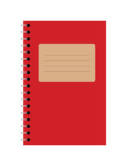 Vector red notebook with brown paper sign