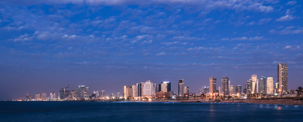 PAnoramic View to the Cloudy Seaside of the Tel Aviv, Israel