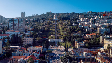 Fototapeta na wymiar Aerial View to the Haifa Gardens, Israel