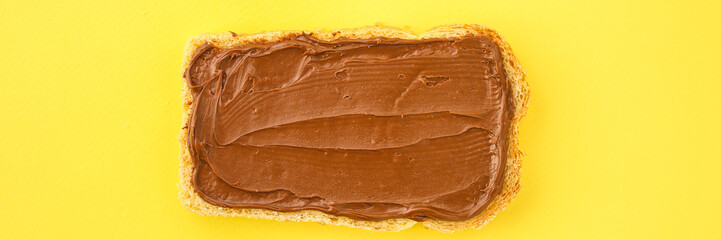 chocolate nut butter sandwich (delicious snack, bread or toast and nut butter, paste, classic combination of taste, Italian cuisine) menu concept. food background. copy space. Top view