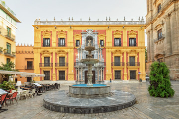 Plaza del Obispo in Malaga, Spain - obrazy, fototapety, plakaty