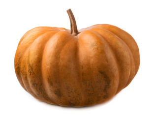 Ripe fresh orange pumpkin isolated on a white background.