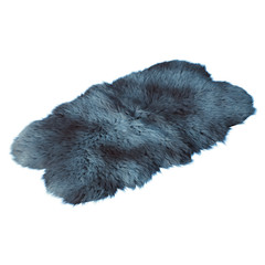 Blue skin of a sheepskin wool rug on a white background. 3D rendering