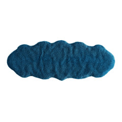 Blue skin of a sheepskin wool rug on a white background. 3D rendering