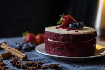 chocolate cake with strawberries