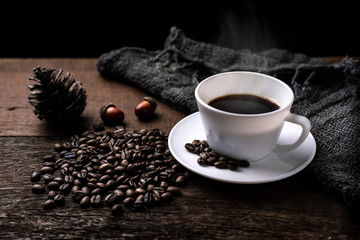 Hot coffee with blurry background