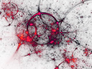 Red fractal barbed wire, digital artwork for creative graphic design