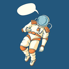 Spaceman with Blank Comic Sound Effect Bubble