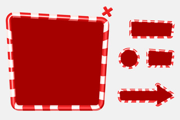 Christmas user interface for mobile or computer game design. Buttons, boards and frame.