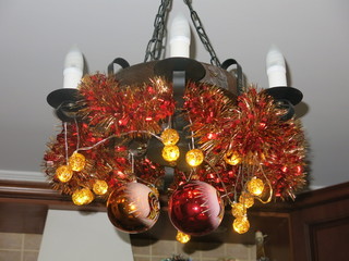 Christmas decor on the lamp