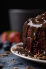chocolate cake with cream and chocolate