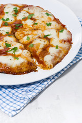 delicious pizza with mozzarella, vertical