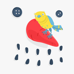 Vector Illustration Bird and Snowman