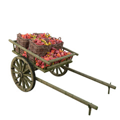 Red, yellow pepper in a wooden cart © Uladyka