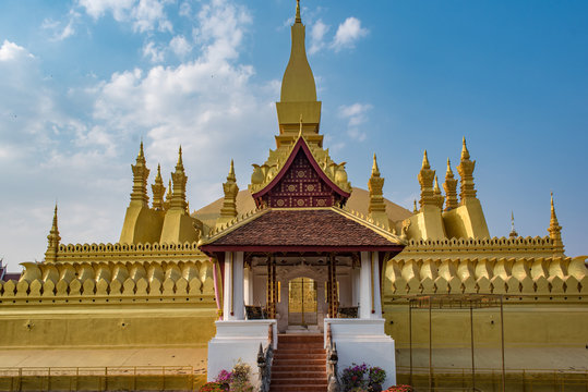 Pha That Luang stupa, symbol of Laos, Vientiane city 