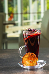 mulled wine, fragrant drink and festive mood atmosphere - concept New Year, Christmas. food...