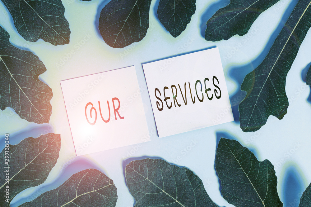 Poster handwriting text writing our services. conceptual photo the occupation or function of serving intang
