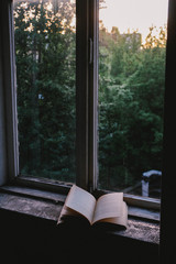 window with old book
