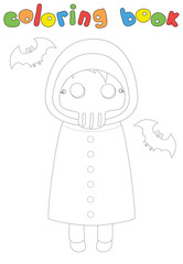 Cute cartoon boy in a death costume. Coloring book for kids