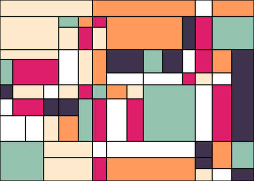 Piet Mondrian style Abstract Computational Generative Art background illustration
