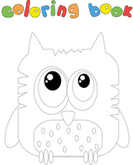 Funny cartoon owl. Coloring book for kids