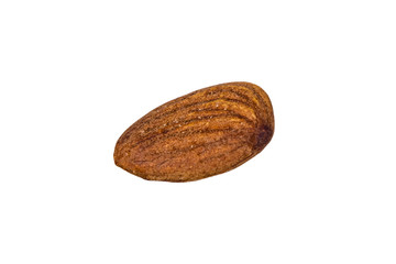 Peeled almond nut isolated on a white background