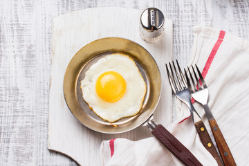 Fried eggs in a frying pan. Food. Breakfast. Healthy food.