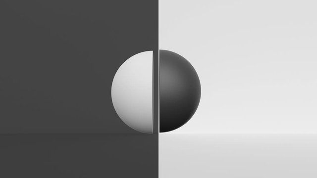 Abstract background with black and white half ball