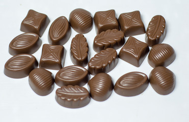 chocolate pieces isolated on white background