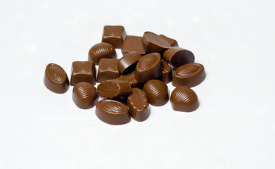 chocolate pieces isolated on white background