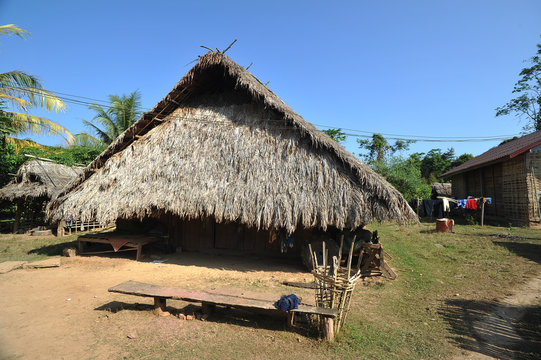 Traditionnal house in Lenten village, north Laos