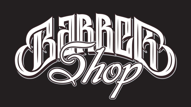 Vector illustration with stylish inscription for barbershop. Calligraphy. Lettering