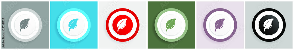 Fototapete nature icon set, colorful flat design vector illustrations in 6 options for web design and mobile ap