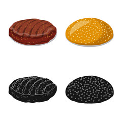 Vector design of burger and sandwich logo. Set of burger and slice stock symbol for web.